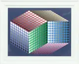 Victor Vasarely, ' W 28.5', Op Art, Screenprint In Colors On Wove Paper, 1987, Togonne