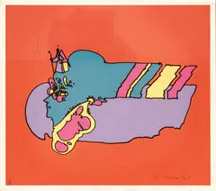 ' W 18' by Peter Max, Serigraph In Colors Ca. 1972, Remembering The Flight, offered Jun 2023