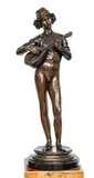 Paul Dubois, ' W 11', Bronze Sculpture, Italian Lute Player
