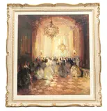 Ludwig Gschossmann, ' W 31', Oil On Canvas Ballroom Scene