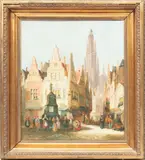 Henri Schafer, ' W 20', Oil On Canvas, German Street Scene