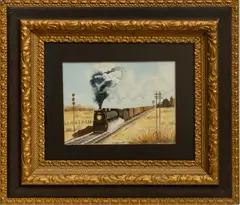 ' W 14.5' by Ruth Smith, Watercolor On Paper, Train Coming, offered Jun 2023
