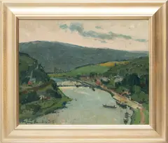 ' W 23.75' by George Lambillotte, Oil On Canvas, Riviere Profondeville, offered Jun 2023