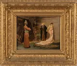 Frederick Vezin, ' W 8', Oil On Beveled Mahogany Panel, Ca. 1880, "Sale Of The Circassian Slave"