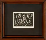 Prescott Chaplin, ' W 7', Woodcut On Paper Los Soldados