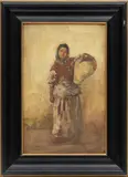James Kerr-Lawson, ' W 9.5', Oil On Board, Girl With Water Jug