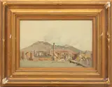 James Kerr-Lawson, ' W 12', Oil On Board, Mountains Overlooking Ancient Ruins