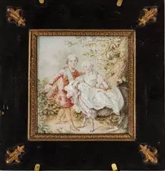 François-Hubert Drouais, ' W 3.7', Watercolor, 18th.c., Charles-Philippe And His Sister Clotilde Of France