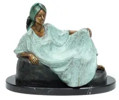 ' W 11.5' by Victor Guiterrez, Patinated Bronze Sculpture, 1987, Reclining Woman, offered Jun 2023