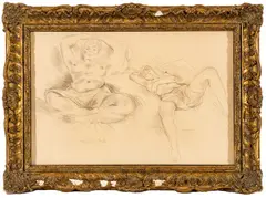 ' W 23.5' by Moses Soyer, Charcoal On Paper, Nude Sketches, offered May 2023