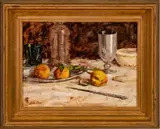 Laura Robb, ' W 16', Oil On Board, 1981, Still Life With Fuit