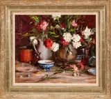 Laura Robb, ' W 24', Oil On Canvas, 1986, Still Life With Flowers