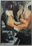 Russell Keeter, ' W 28', Oil On Canvas, Interior Study En Grisaille