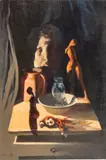 Russell Keeter, ' W 24', Oil On Canvas, Still Life Of A Sculpture