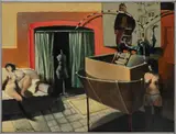 Russell Keeter, ' W 24', Oil On Canvas, Still Life With Figures