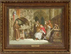 Samuel Rayner, ' W 17', Watercolor And Gouache On Paper, "The Monks Inventory"