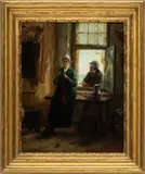 ' W 12.5' by Edward Portielje, OIL ON PANEL C. 19th C., "Courtship", offered May 2023