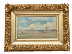George Bertrand Mitchell, 96", H 9', Oil On Canvas, 1896, "Huvers-sur-Oise Farm-