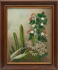 Frederick Papsdorf, ' W 16', Oil On Canvas, 1961, Catus And Flowers