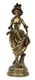 Gustave Obiols, ' W 7.5', Dore Bronze Sculpture, Walking Lady