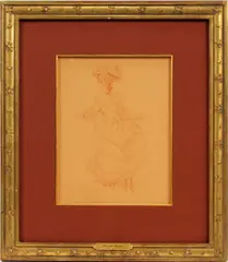 ' W 10' by Everett Shinn, Sepia Crayon, Woman Walking, offered May 2023