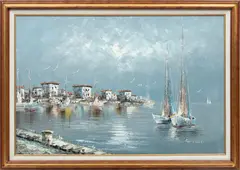 ' W 36' by Rikard Lindstrˆm, Oil On Canvas, Harbor Scene, offered May 2023