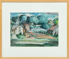 Norman MacLeish, ' W 19.5', Watercolor On Paper "Wheelbarrow"