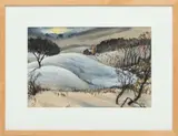 Norman MacLeish, ' W 17', Watercolor Ca. 1936, Winter Near Barrington, Il.
