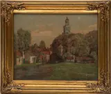 Norman S. Chamberlain, ' W 13', Oil On Wood Panel, 1910, Rural Village