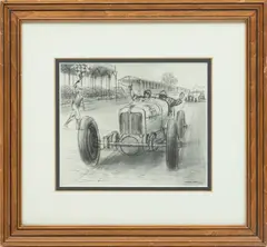 Peter Helck, ' W 7.5', Pencil Illustration, Ca. 1933, "Indianapolis 500" Lou Meyer Winner