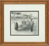 Peter Helck, ' W 7.5', Pencil Illustration, Ca. 1933, "Indianapolis 500" Lou Meyer Winner