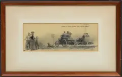 Peter Helck, ' W 14.5', Pen,Ink, Gouache Illustration "Riker Wins Long Island First"