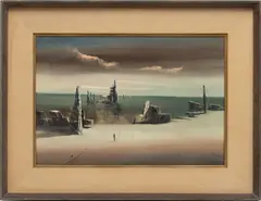 John Stancin, ' W 21.75', Surreal Oil On Canvas, Pathway With Figure