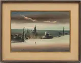 John Stancin, ' W 21.75', Surreal Oil On Canvas, Pathway With Figure