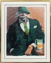 Aldo Luongo, ' W 25.5', Lithograph In Colors On Wove Paper, 1988, Afternoon Beer
