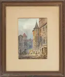 Edward Nevil, ' W 7.5', Watercolor On Paper, 19th C., Prague Street Scene