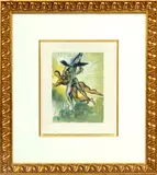 ' W 7.25' by Salvador Dalí, Wood Engraving In Color Guardian Angels Of The Valley, Purgatory, offered May 2023