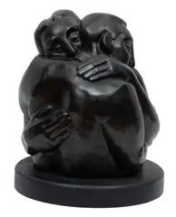 Edward Povey, ' Dia. 17.5', Bronze Sculpture EMBRACING COUPLE