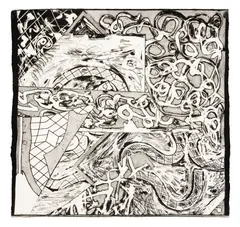 ' W 53.5' by Frank Stella, Intaglio Etching On Rag Handmade TGL Paper, 1982, Swan Engraving VII, offered Apr 2023