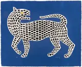 Victor Vasarely, Untitled, Serigraph In Colors On Gallo-Cast Paper, White Leopard With Black Spots On Blue Background