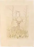Untitled by Salvador Dalí, Etching With Pochoir On Japon Nacre, Le Cerf Malade, From Le Bestiaire De La Fontaine, offered Apr 2023