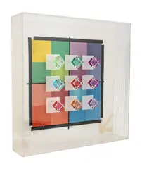 Leonard Janklow, ' W 25', Plexiglas And Acrylic Op Art Wall Sculpture