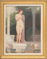 Milton Herbert Bancroft, ' W 18', Oil On Board, Standing Nude
