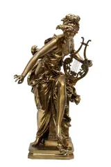 ' W 15'' Depth 14' by Albert-Ernest Carrier-Belleuse, Bronze Allegorical Sculpture, Melodie With Lyre, offered Apr 2023