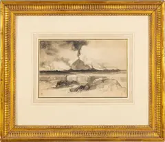 Thomas Moran, ' W 12', Watercolor, Mount Etna, Italy