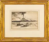 Thomas Moran, ' W 12', Watercolor, Mount Etna, Italy