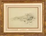 Thomas Moran, ' W 13', Graphite On Paper, Landscape Scene