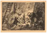 ' W 5.5' by Rembrandt Harmensz van Rijn, Etching And Drypoint On Laid Paper, 1654, The Circumcision In The Stable, offered Mar 2023