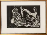 Pablo Picasso, ' W 18.5', Aquatint On Rives BFK Paper, 1966, Peintre Et Modele Accoude