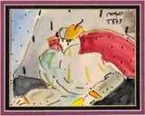 Peter Max, ' W 7', Watercolor On Paper, 1993, Zero In Love